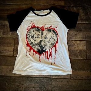 Bride of Chucky Black and White Raglan T-Shirt M
